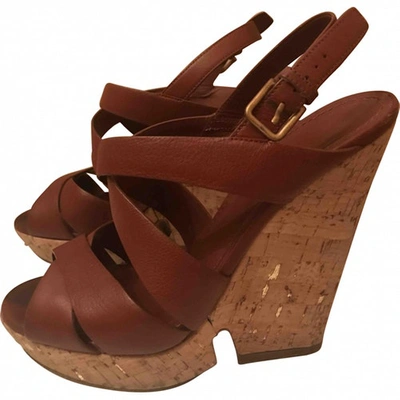 Pre-owned Saint Laurent Leather Sandals In Brown
