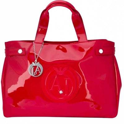 Pre-owned Emporio Armani Patent Leather Tote In Red