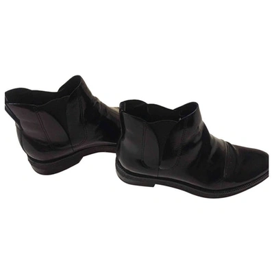 Pre-owned Alexander Wang Patent Leather Ankle Boots In Black