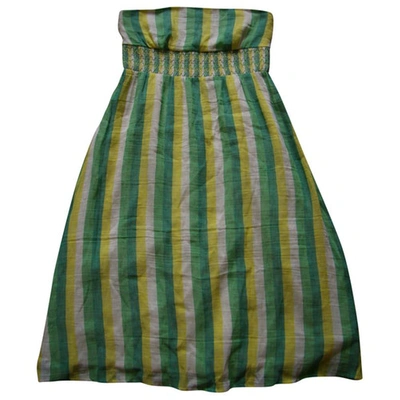 Pre-owned Jcrew Linen Mid-length Dress In Multicolour