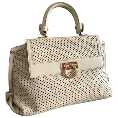 Pre-owned Ferragamo Leather Handbag In Beige