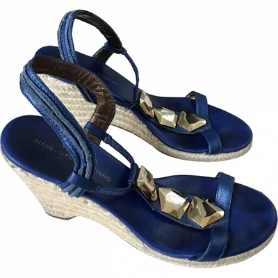 Pre-owned Diane Von Furstenberg Leather Sandals In Blue