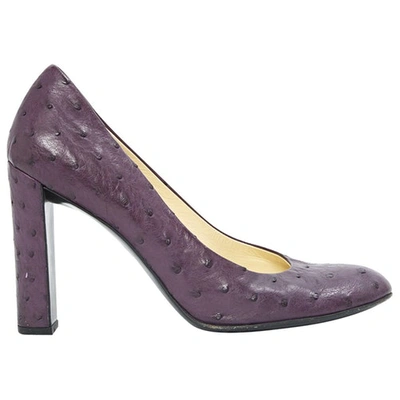 Pre-owned Prada Leather Heels In Purple