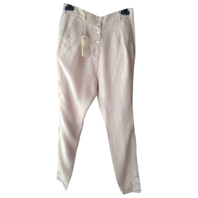 Pre-owned Mauro Grifoni Silk Large Pants In Pink
