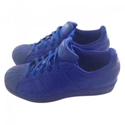 Pre-owned Adidas X Pharrell Williams Leather Trainers In Blue