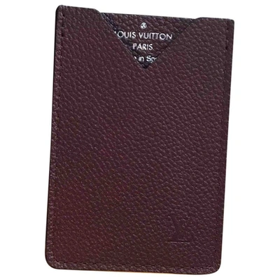 Pre-owned Louis Vuitton Leather Card Wallet In Burgundy