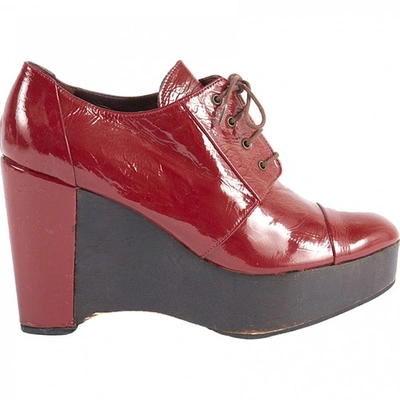 Pre-owned Sonia Rykiel Patent Leather Lace Ups In Red