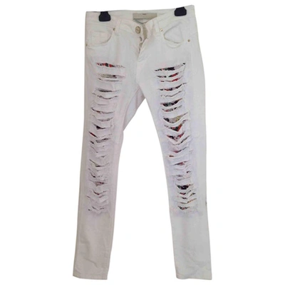 Pre-owned Pinko Slim Jeans In White