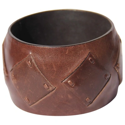 Pre-owned Bottega Veneta Leather Bracelet In Brown