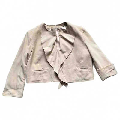 Pre-owned Max Mara Beige Suede Leather Jacket