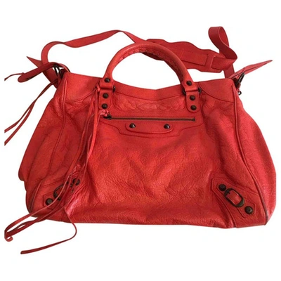 Pre-owned Balenciaga Vã©lo Leather Handbag In Orange