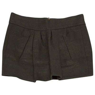 Pre-owned Isabel Marant Linen Mini Skirt In Anthracite