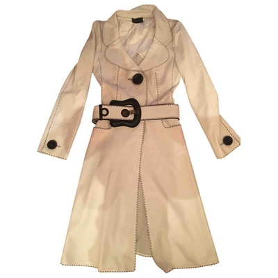 Pre-owned Fendi Leather Coat In White