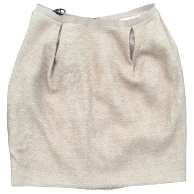 Pre-owned Mulberry Wool Mini Skirt In Ecru