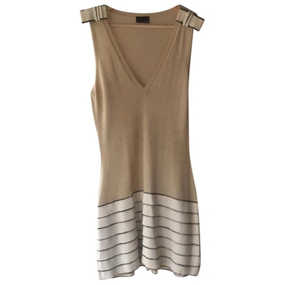 Pre-owned Fendi Wool Mid-length Dress In Beige