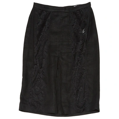 Pre-owned Dolce & Gabbana Linen Mid-length Skirt In Black