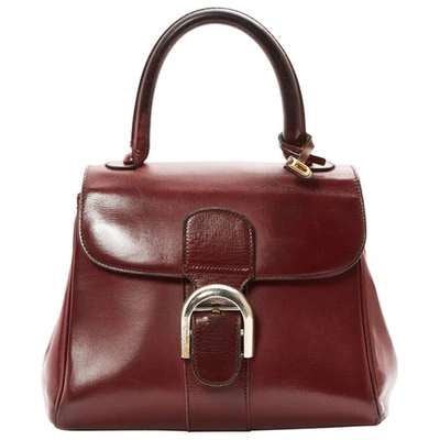 Pre-owned Delvaux Le Brillant Leather Handbag In Burgundy