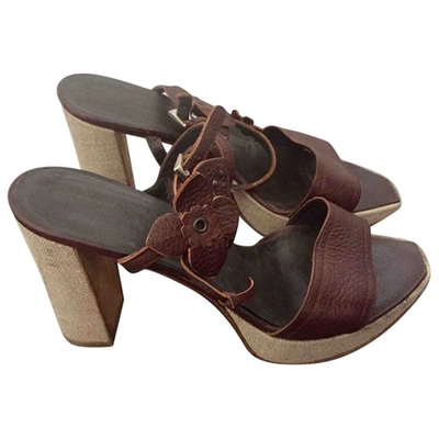 Pre-owned Prada Leather Sandals In Brown