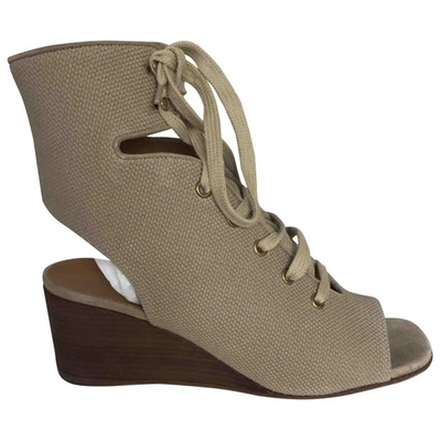 Pre-owned Chloé Cloth Sandals In Khaki