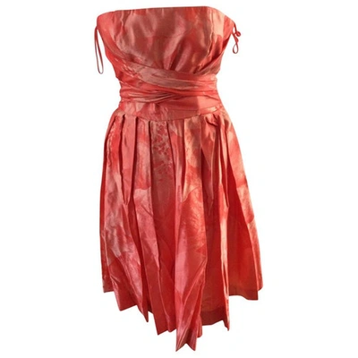 Pre-owned Giorgio Armani Silk Mid-length Dress In Orange