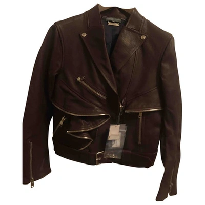 Pre-owned Alexander Mcqueen Burgundy Leather Leather Jackets