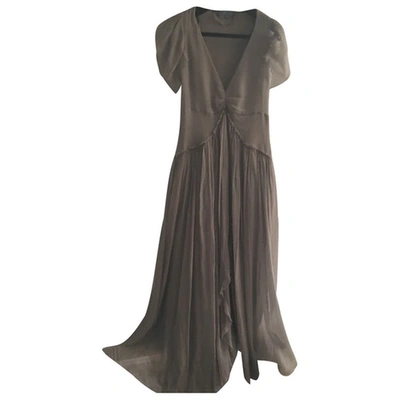 Pre-owned Mcq By Alexander Mcqueen Silk Maxi Dress In Brown
