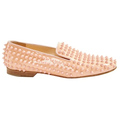 Pre-owned Christian Louboutin Spike Patent Leather Flats In Pink