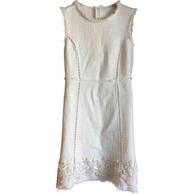 Pre-owned Ermanno Scervino Tweed Mini Dress In White
