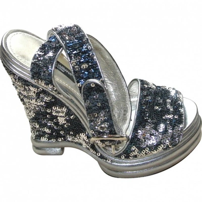 Pre-owned Dolce & Gabbana Glitter Sandals In Blue