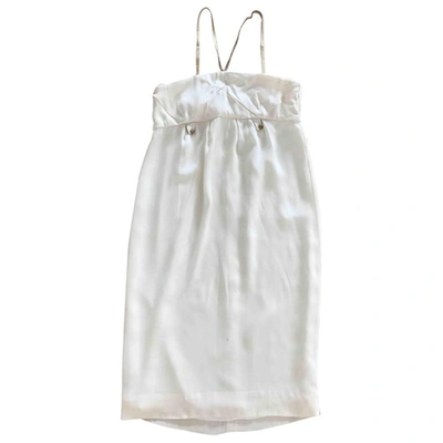 Pre-owned Claudie Pierlot Silk Mini Dress In Ecru