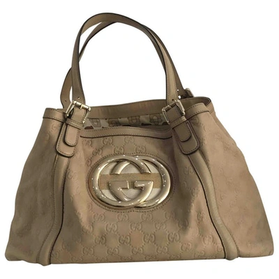 Pre-owned Gucci Gg Leather Tote In Beige