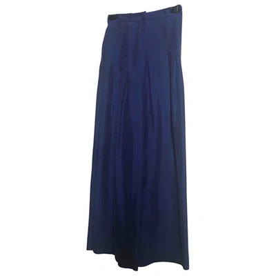 Pre-owned Emporio Armani Silk Large Pants In Blue