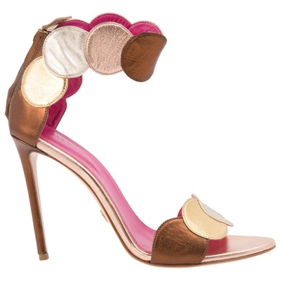 Pre-owned Oscar Tiye Leather Sandals In Gold