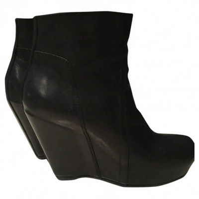 Pre-owned Rick Owens Black Leather Ankle Boots