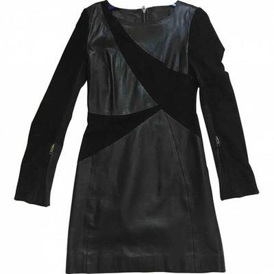 Pre-owned Gestuz Leather Mid-length Dress In Black