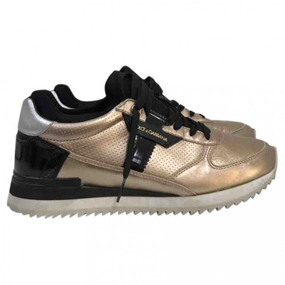 Pre-owned Dolce & Gabbana Leather Trainers In Gold
