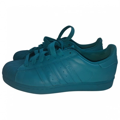 Pre-owned Adidas X Pharrell Williams Leather Trainers In Blue