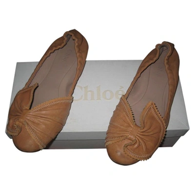 Pre-owned Chloé Beige Leather Ballet Flats