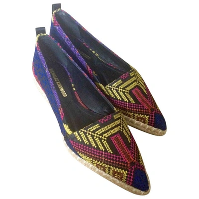 Pre-owned Nicholas Kirkwood Cloth Flats In Multicolour
