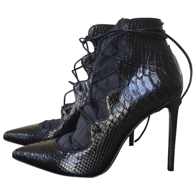 Pre-owned Saint Laurent Python Heels In Black