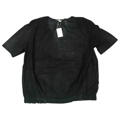 Pre-owned Maje Leather Tunic In Black