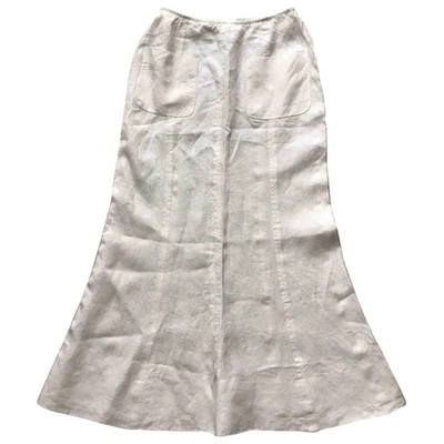 Pre-owned Chanel Linen Maxi Skirt In White