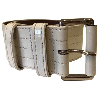 Pre-owned Max Mara Patent Leather Belt In White