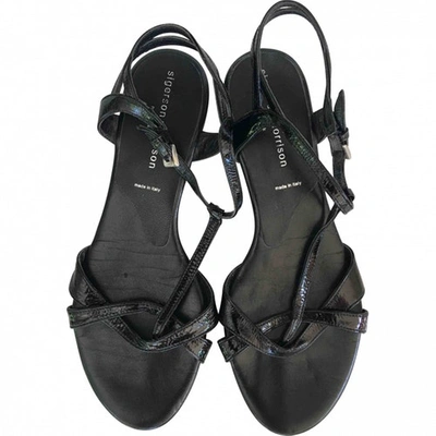 Pre-owned Sigerson Morrison Patent Leather Sandal In Black