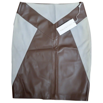 Pre-owned Valentino Leather Skirt In Brown