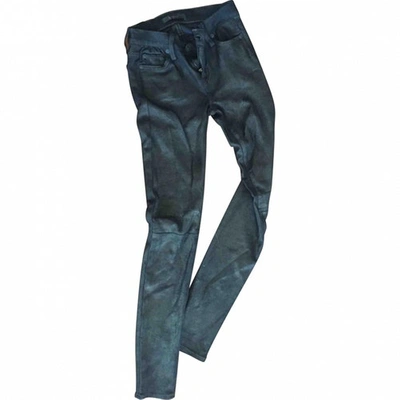 Pre-owned 7 For All Mankind Black Synthetic Trousers