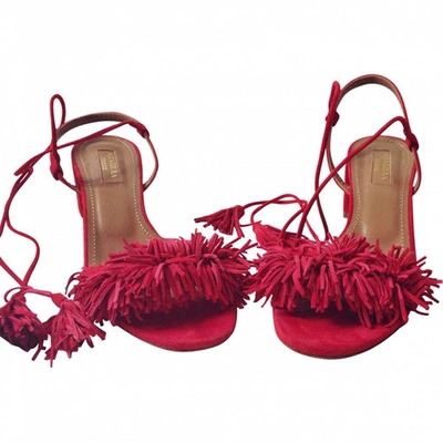 Pre-owned Aquazzura Leather Sandals In Red