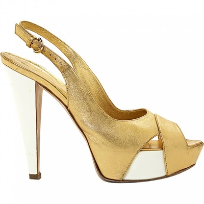 Pre-owned Sergio Rossi Leather Sandal In Gold