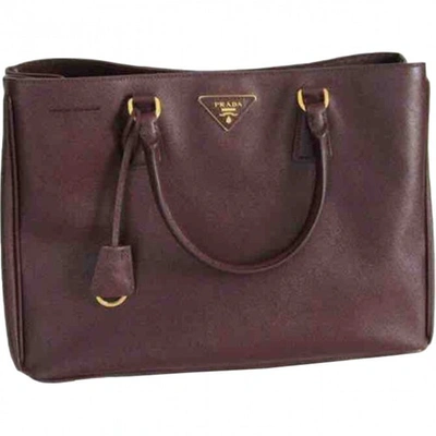 Pre-owned Prada Leather Handbag In Burgundy