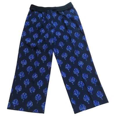 Pre-owned Pinko Silk Large Pants In Blue